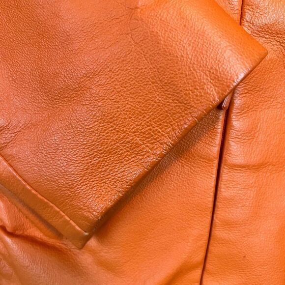 Wilson’s Leather Maxima Orange Leather Zip Moto Jacket - Picture 10 of 16